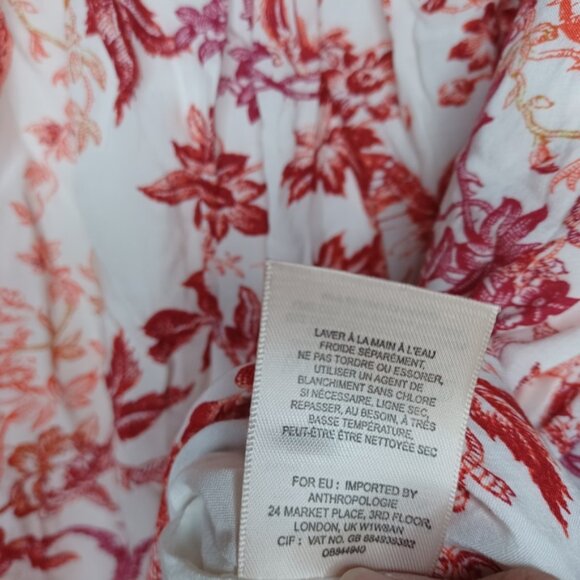 Anthropologie Red and Pink Floral A-Line Skirt - Picture 8 of 14